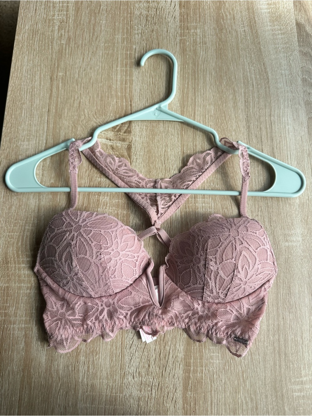 PINK Victoria's Secret Dusty Rose Lace Push-Up Bralette